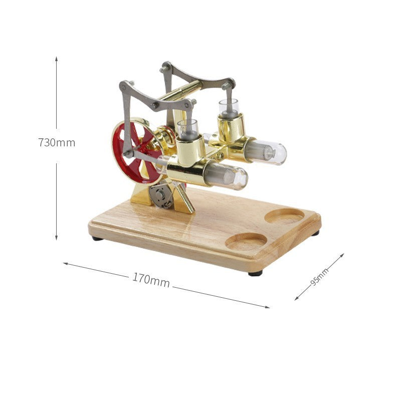 Just Arrived at Buy Center: Stirling Engine Model Small Invention Generator Power Rangers Turbo Science Science Popularization Experiment Double Cylinder Balance Gold Default