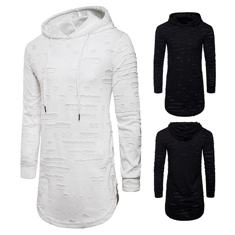 Versatile Mid-length Hooded Sports Long-sleeved T-shirt