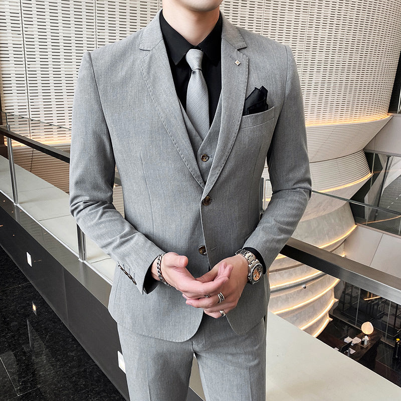 Hot New Items at Buy Center: Casual Single Row Buckle Men's Suit Three-piece Suit SJT118 Light Gray