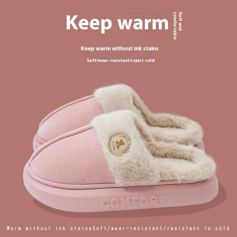 Nuevas pantuflas de felpa para mujer y hombre, pantuflas cálidas de invierno para el hogar, zapatos de forro polar con suela gruesa para interiores