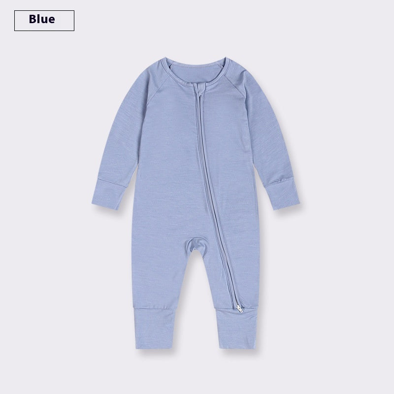 Hot New Items at Buy Center: Bamboo Fiber Baby Jumpsuit Baby Zipper Pajamas Blue