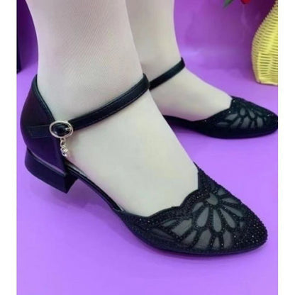 Buy Center Top Rated-Women's Rubber Low-cut Solid Color Low-top Middle Heel Slippers Shoes Black