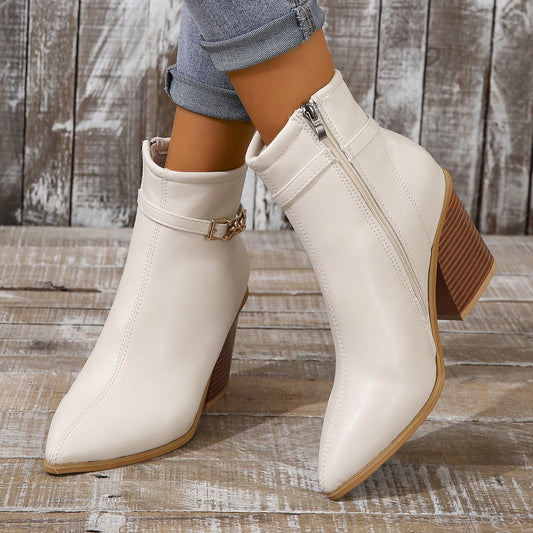 Plus Size Pointed Toe Chunky Heel Martin Boots Women | Bags & Shoes2 | Buy Center