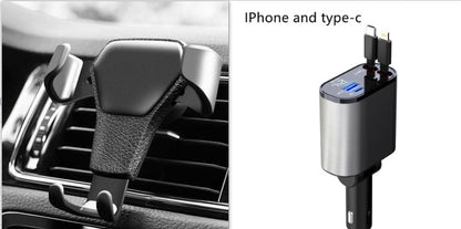 Metal Car Charger 100W Super Fast Charging Car Cigarette Lighter USB And TYPE-C Adapter Black1 100W