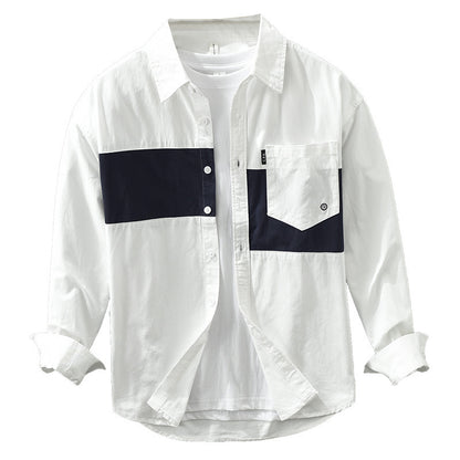 Newly Released at Buy Center: Color Contrast Patchwork Men's Leisure Cargo Shirt