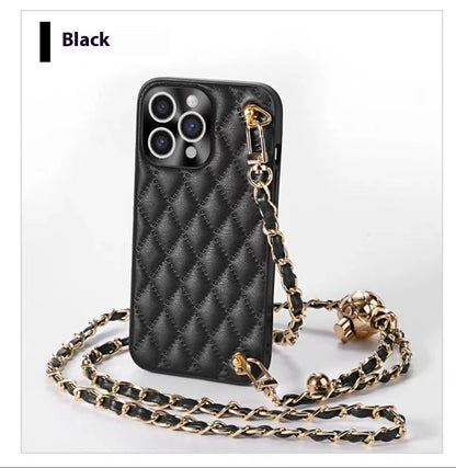 Just Arrived at Buy Center: Phone Case Diamond Plaid Crossbody Protective Sleeve Charming Black Adjustable