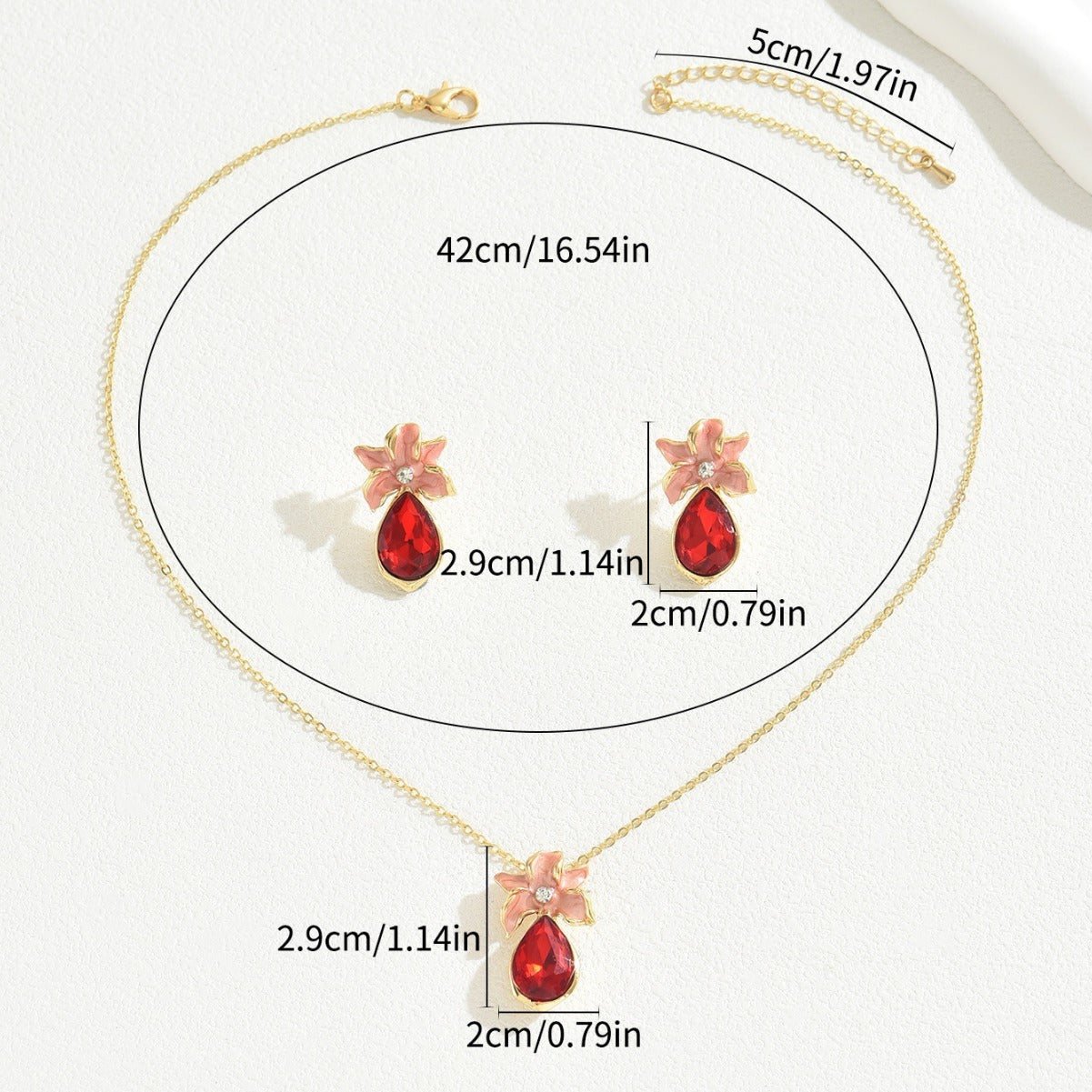 Buy Center Exclusive Offer-Simple Flower Necklace And Earrings Suite Inlaid Zircon