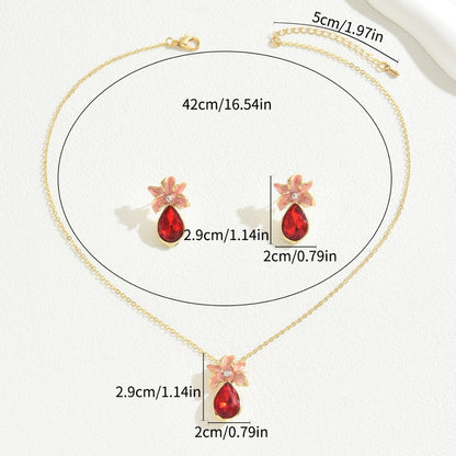 Buy Center Exclusive Offer-Simple Flower Necklace And Earrings Suite Inlaid Zircon