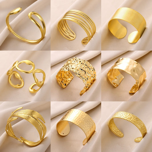 Gold Stainless Steel Bracelet With Concave-convex Pattern | Jewelry & Watches3 | Buy Center