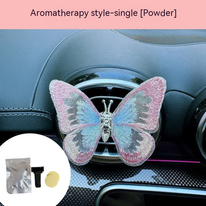 Just Arrived at Buy Center: Moving Embroidery Butterfly Center Console Air Outlet Decoration Healing Series Car Accessories Pink Aromatherapy 1PC