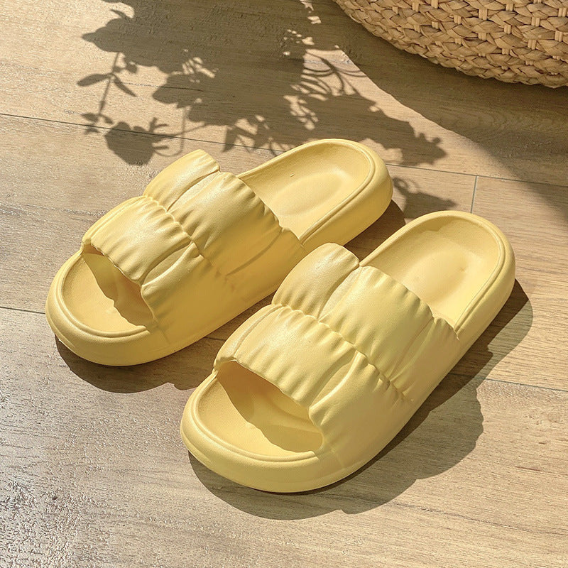 Women Home Shoes Bathroom Slippers Soft Sole Slides Summer Beach Shoes Milky yellow