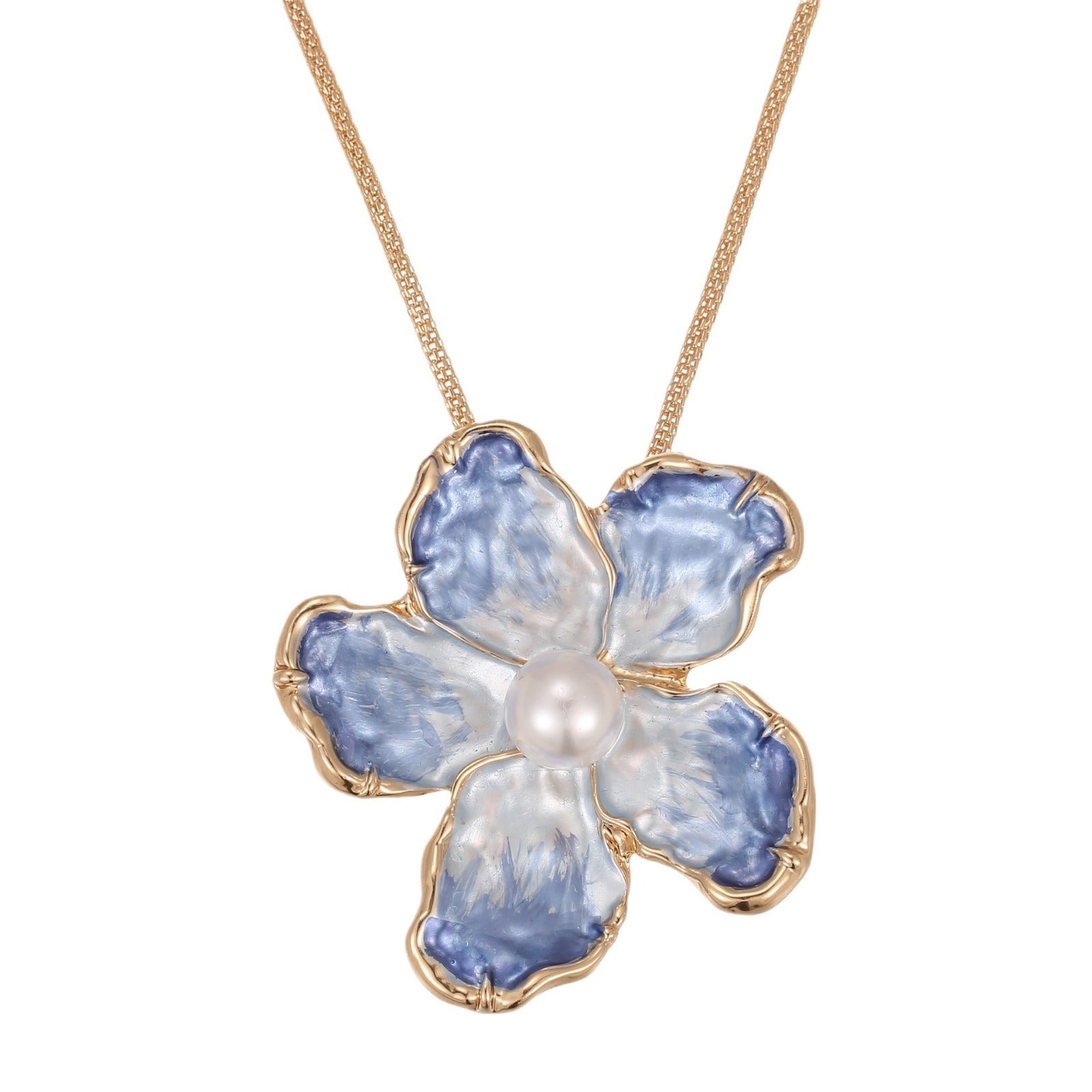 Buy Center Handpicked- Blue Enamel Camellia Pendant Fashion Enamel Blue Gold