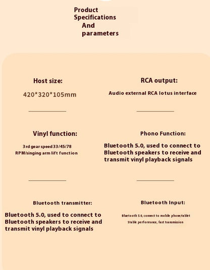 Fresh Arrivals at Buy Center: Vinyl Record Player Retro Bluetooth Audio Integrated Old-fashioned Phonograph Disc Piezoelectric Pickup