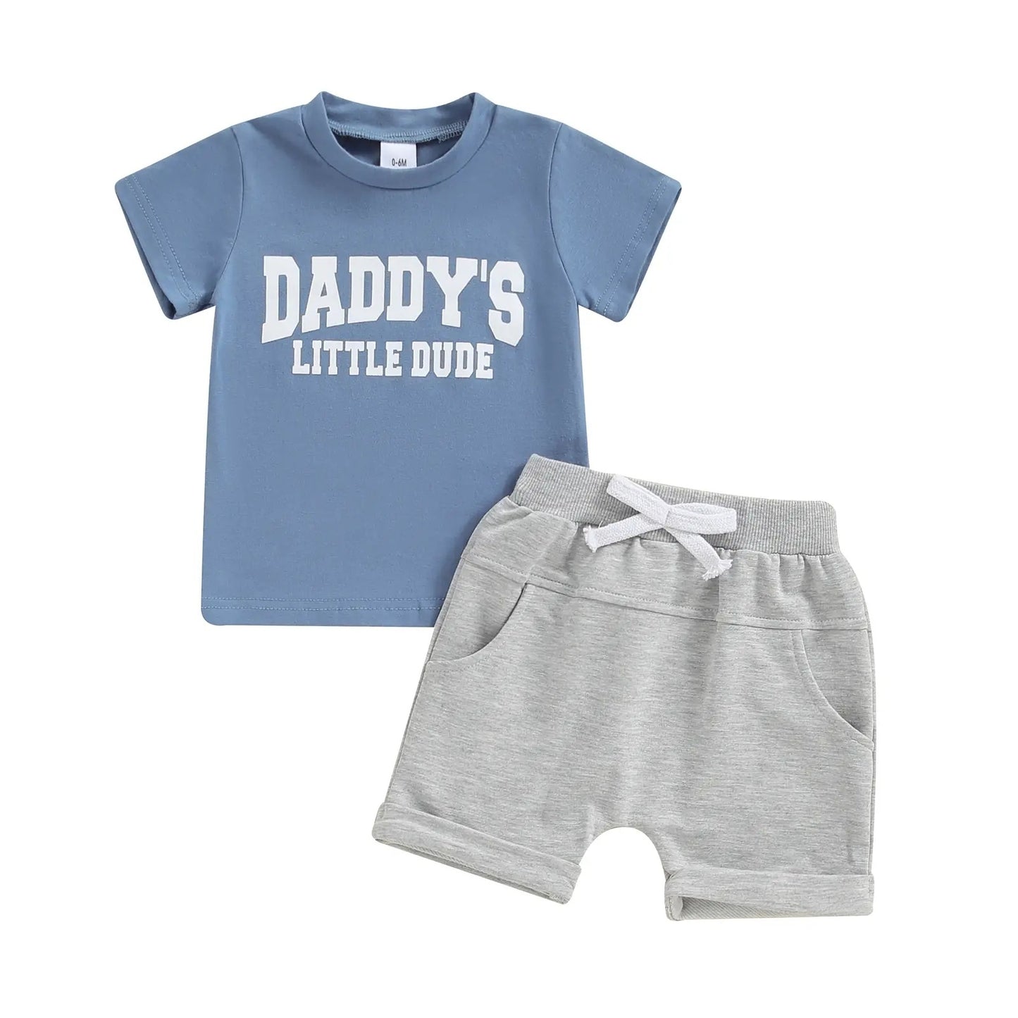 Fresh Arrivals at Buy Center: Summer Children's Thin Pure Cotton Short Sleeve Short Pants Suit Blue