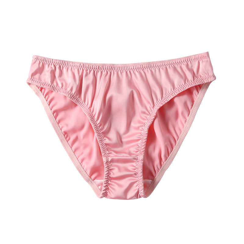 Trending Now at Buy Center: Solid Color Thin Silk Breathable Briefs Light Rose Red