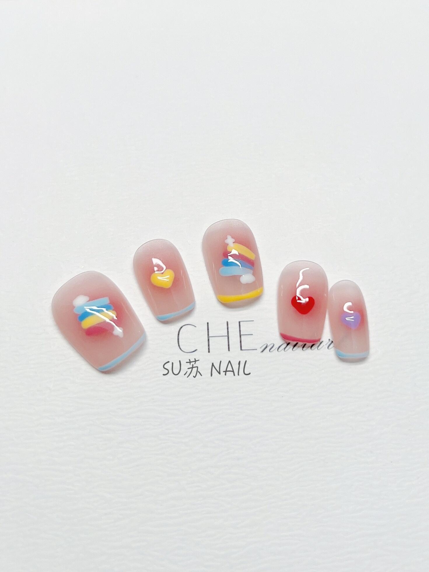 Trending Now at Buy Center: Handmade Custom Wear Nail Rainbow Candy