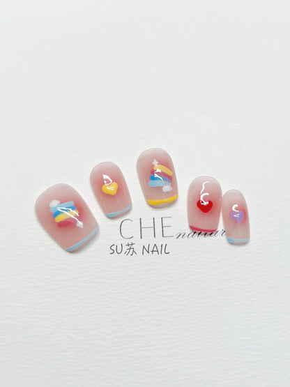 Trending Now at Buy Center: Handmade Custom Wear Nail Rainbow Candy