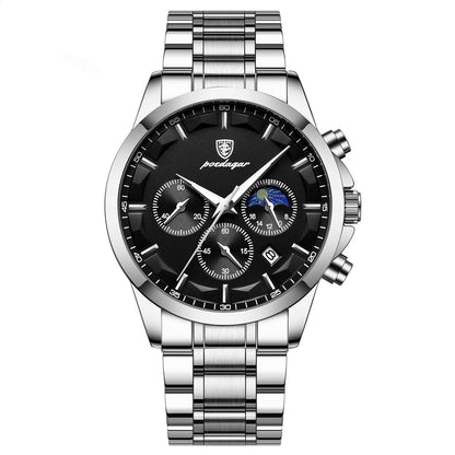 Fresh on the Scene at Buy Center: Sports Men's Watches Multifunctional Waterproof Quartz Watch 928 Silver Case Black Surface