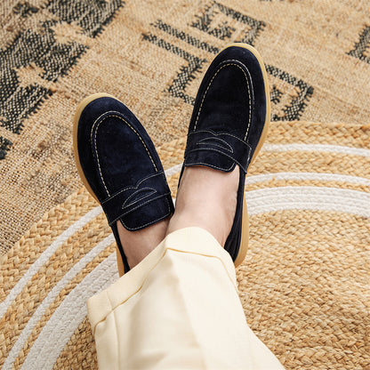 Men's Loafers With Round Toe Suede Slip-ons