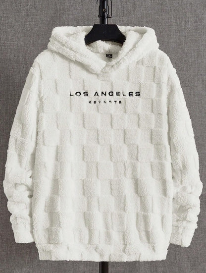 New Hooded Loose Sweater Lamb Wool Pullover Coat White