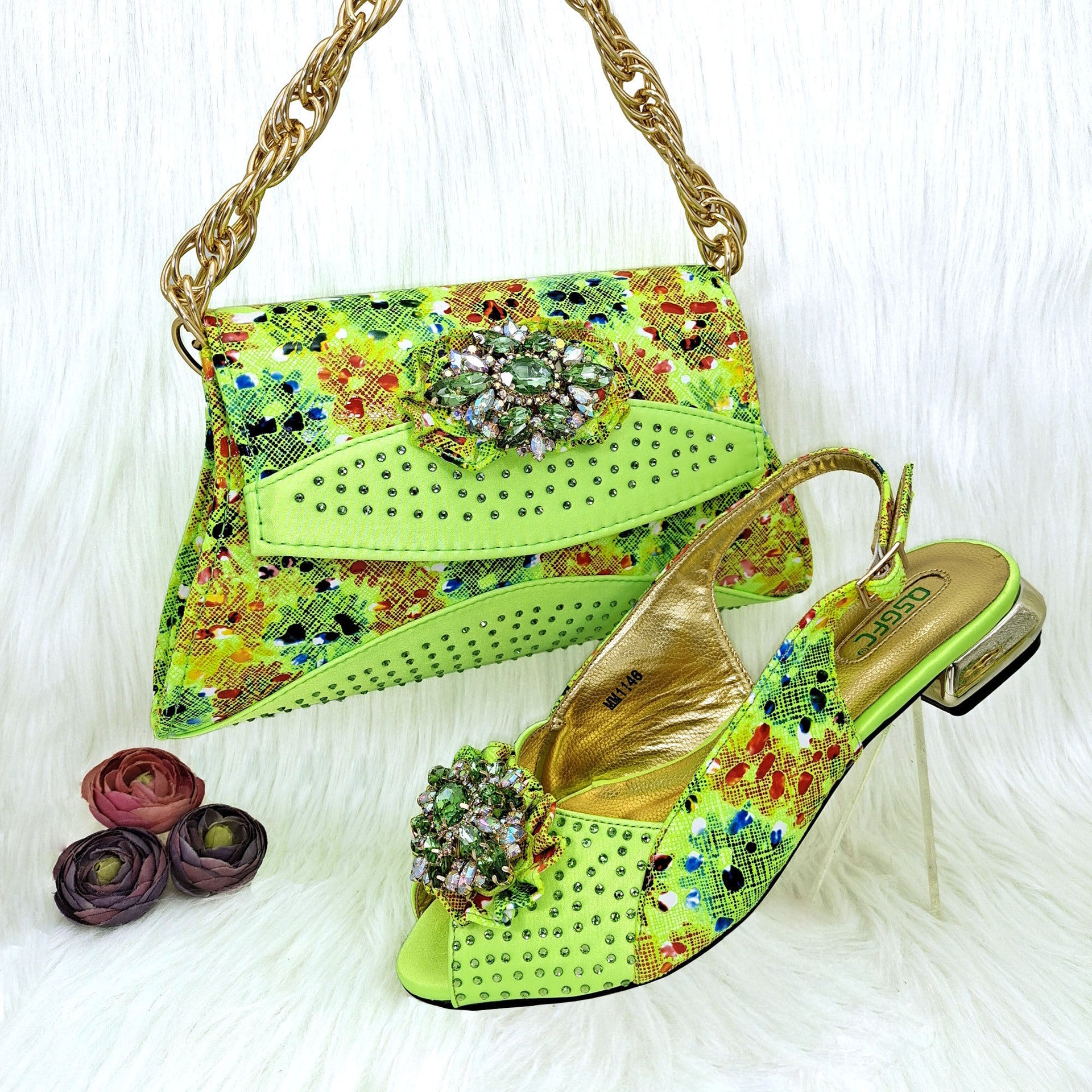 Mixed Color Flower Rhinestone Accessories Shoe Bag Low Heel Suit Buy Center