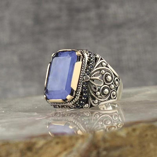 Trending Now at Buy Center: Vintage National Style Textured Two-tone Ring Picture color