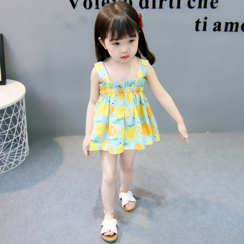 Newly Released at Buy Center: Women's Cotton Lemon Suspender Princess Dress