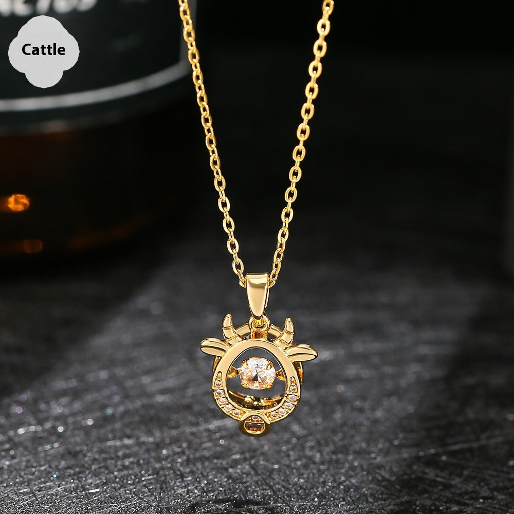 Buy Center Deal-Ins Zodiac Smart Necklace Micro-inlaid Cattle 18K Gold Plating