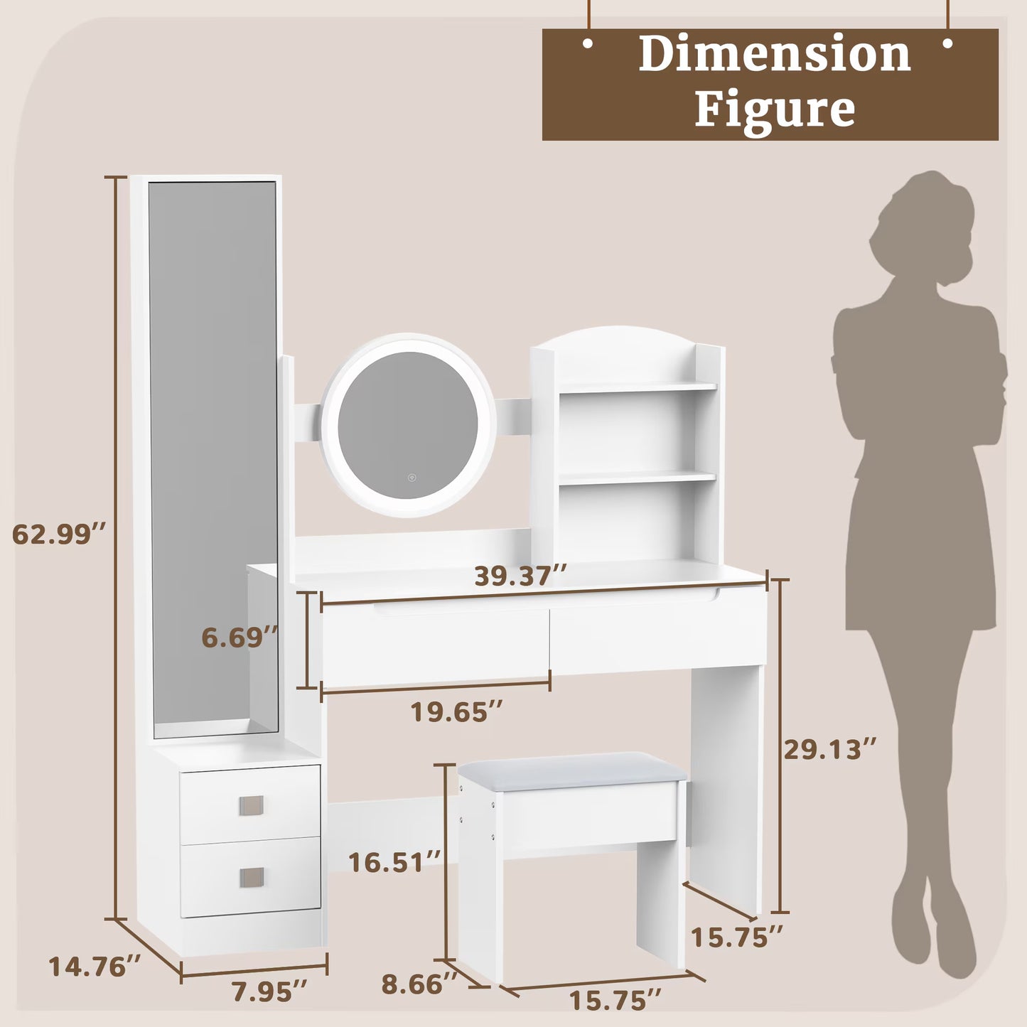 VFF Bedroom Dressing Table, Modern Minimalist Makeup Cabinet, Master Bedroom Makeup Mirror, Makeup Table Mirror Cabinet Buy Center