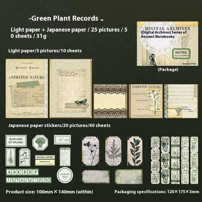 Newly Released at Buy Center: Beautiful Days Retro Double-layer Material English Letter Notebook Decorative Card Suit Green Plant Record