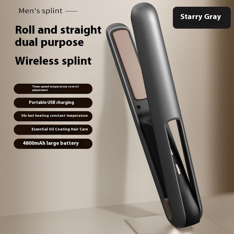 Hot New Items at Buy Center: Wireless USB Charging Hair Straighteners Volume Straight Two-in-one Starry Sky Gray