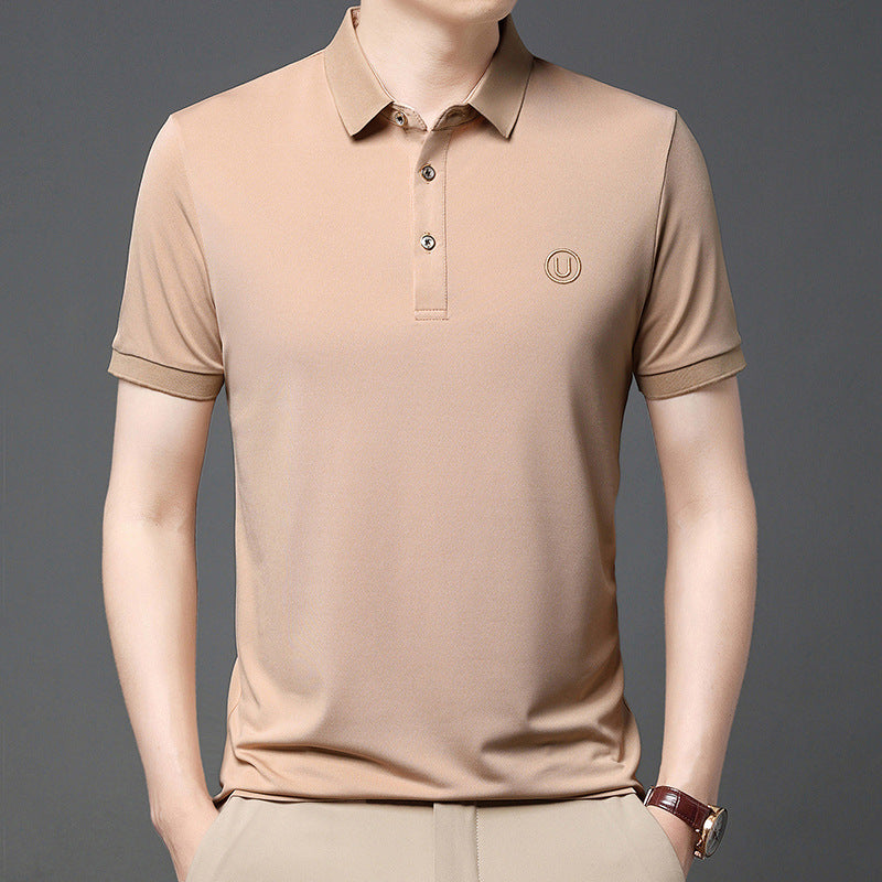 Just Arrived at Buy Center: Polo Shirt Men's Business Casual Short Sleeve Beige Camel