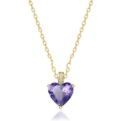 Buy Center Hot Pick-Women's Twelve Birthstone Fashion Simple Pendant Necklace June Light Purple Diamond