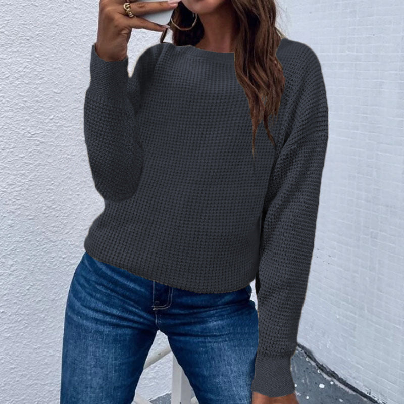 Solid Color Pullover Sweater Knitted Top For Women Buy Center