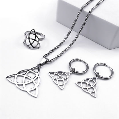 Collier pendentif triangle cercle en acier inoxydable