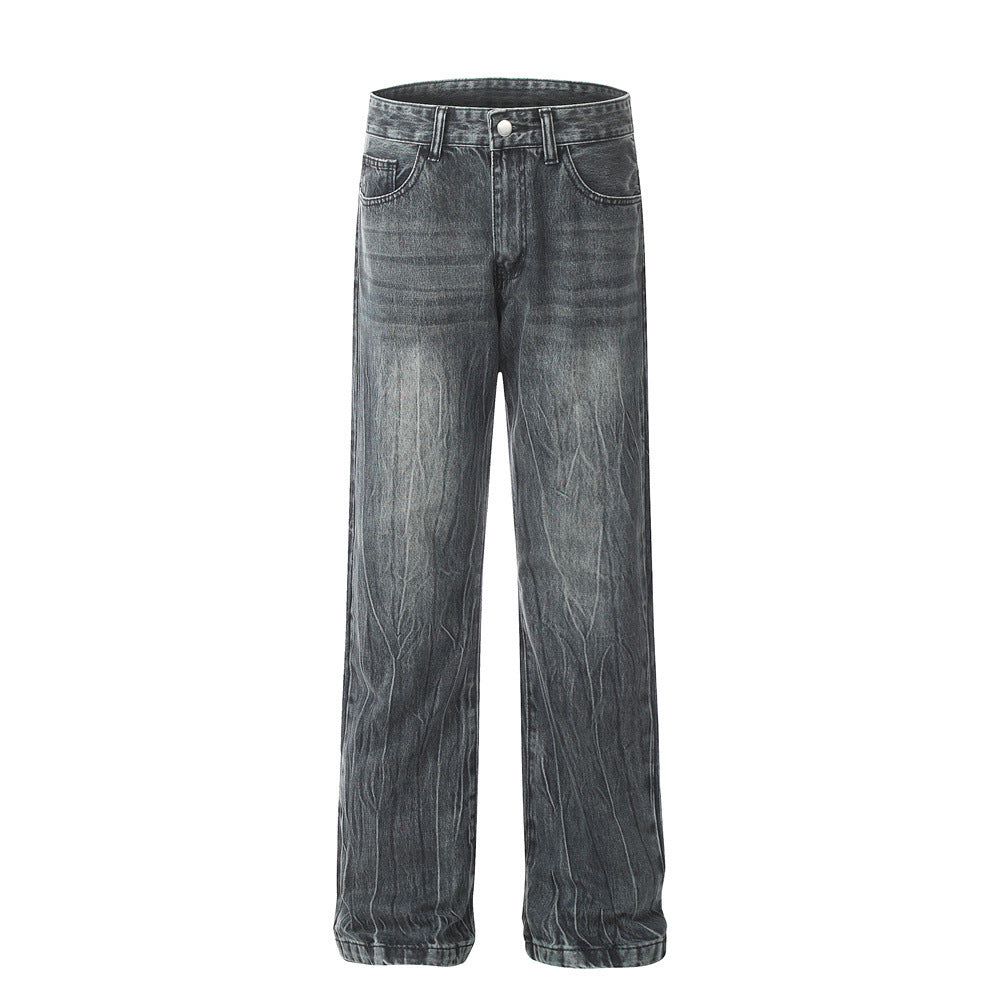 Fresh on the Scene at Buy Center: Men's Marble Pattern Washed And Worn Jeans Black