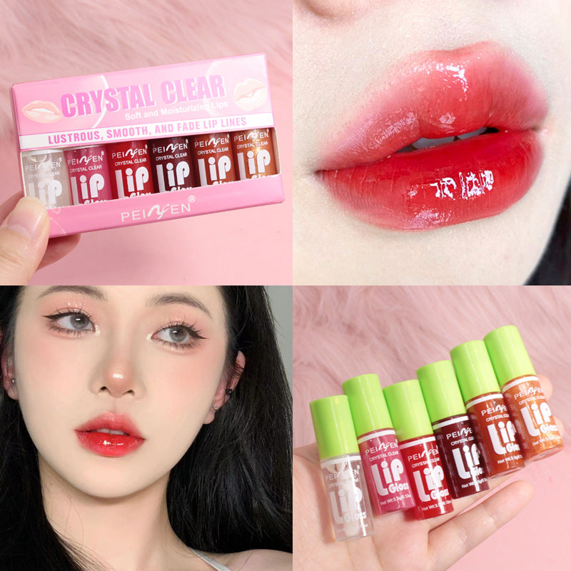 Buy Center Hot Pick-Fat Lip Lacquer 6 PCs Set Box Mirror Moisturizing Full Lips