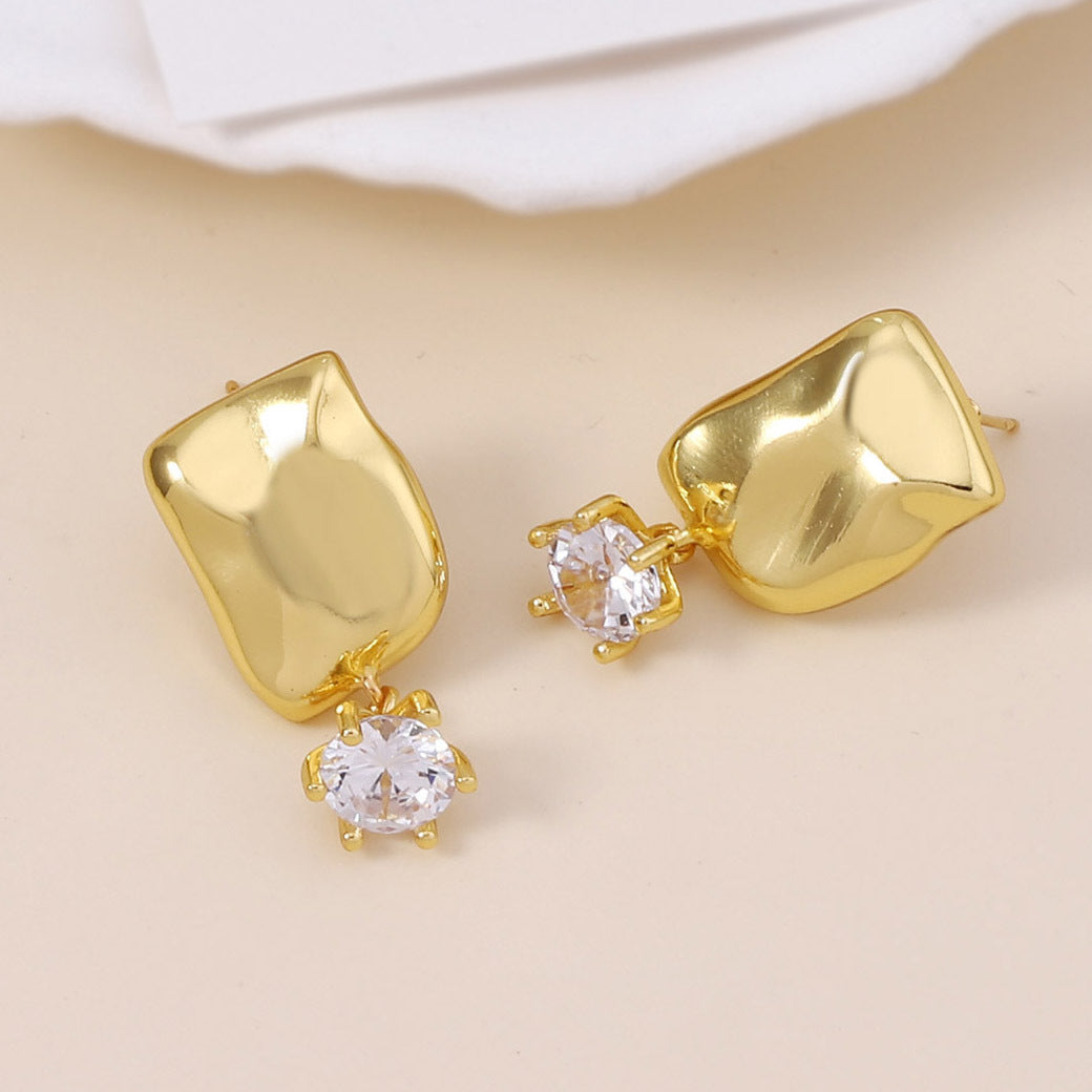 Buy Center Trend-Retro Inlaid Zircon Asymmetric Irregular Earrings