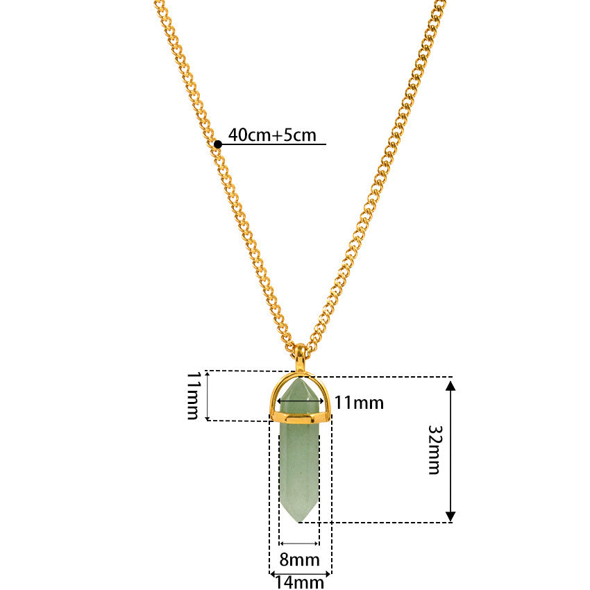 Buy Center Hot Pick-3Creative Glass Hexagon Prism Necklace Green 18K