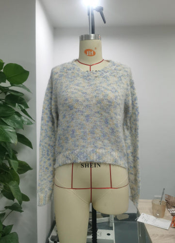 Women's Loose Long Sleeve Round Neck Knitted Sweater Buy Center