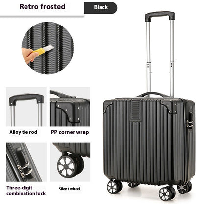 Fresh Arrivals at Buy Center: 18-inch Trolley Case Printed Pattern Luggage Small Children Suitcase Boarding Bag Suitcase Retro Black 18 Inches