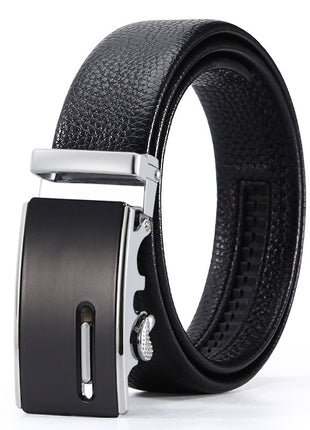 Ceinture d'affaires à boucle automatique en cuir pour homme