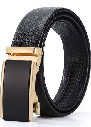 Ceinture d'affaires à boucle automatique en cuir pour homme