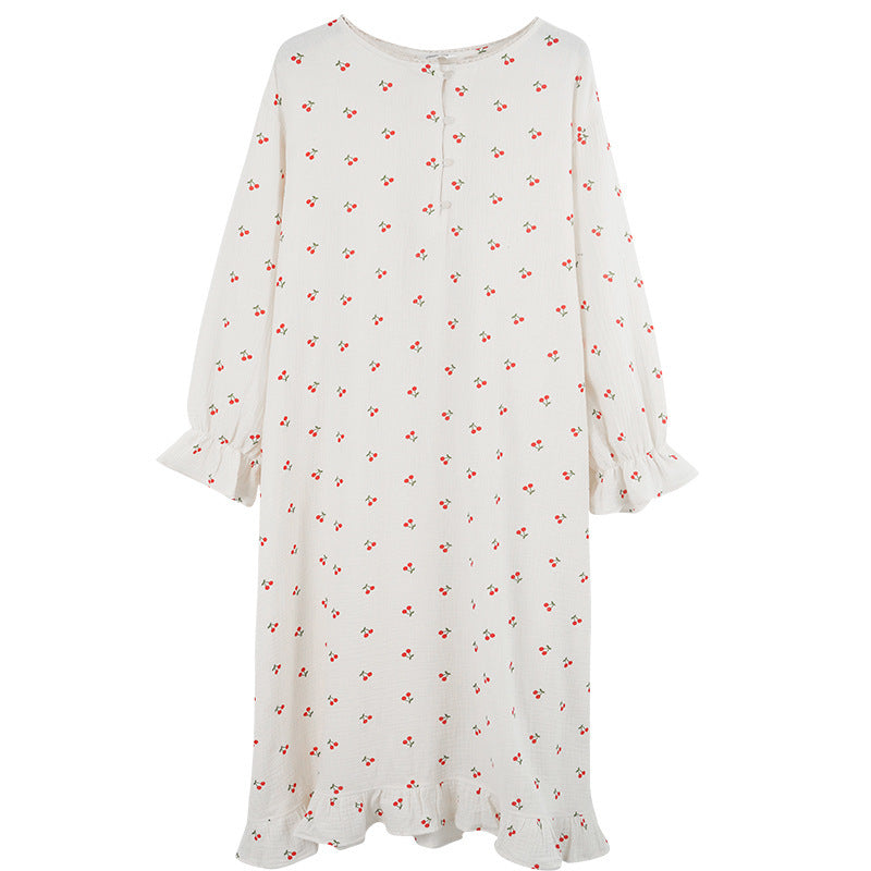 Chemise de nuit en gaze de coton double couche Ins de Corée du Sud