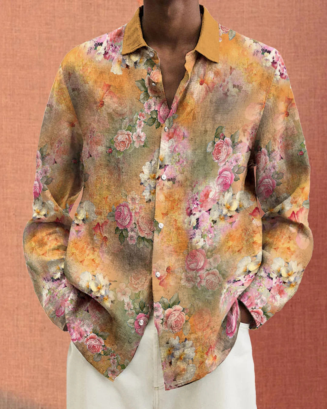 Buy Center Hot Pick-Long Sleeve Floral Shirt Fashion City Loose Men's Clothing Casual Pullover G36Z649