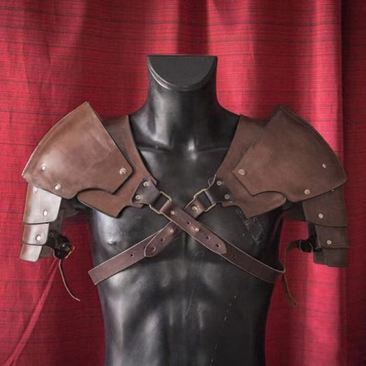 Trending Now at Buy Center: Stage Performance Retro Medieval Nordic Knight COSPLAY Armor Shoulder Pad Dark Brown