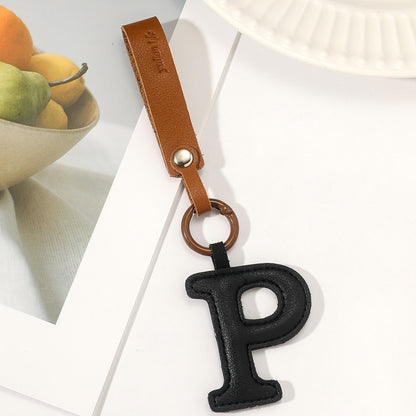 Newly Arrived at Buy Center: Fashion All-Match 26 Full Letter Leather Key Chain Pendant Style P