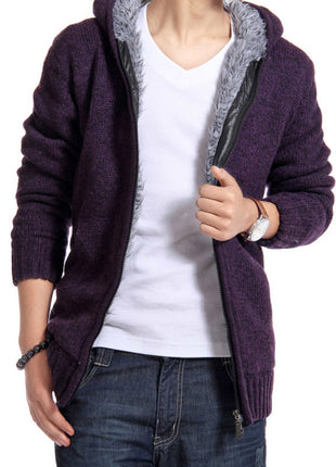 Manteau cardigan tricoté à capuche style coréen slim