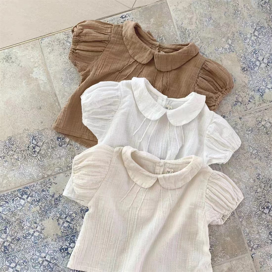 Fresh Arrivals at Buy Center: Baby Girl Cute Lapel Short-sleeved Blouse T-shirt