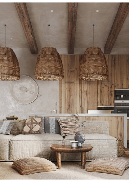 Fresh Arrivals at Buy Center: Retro Idyllic Zen Rattan-weaved Ceiling Lamp